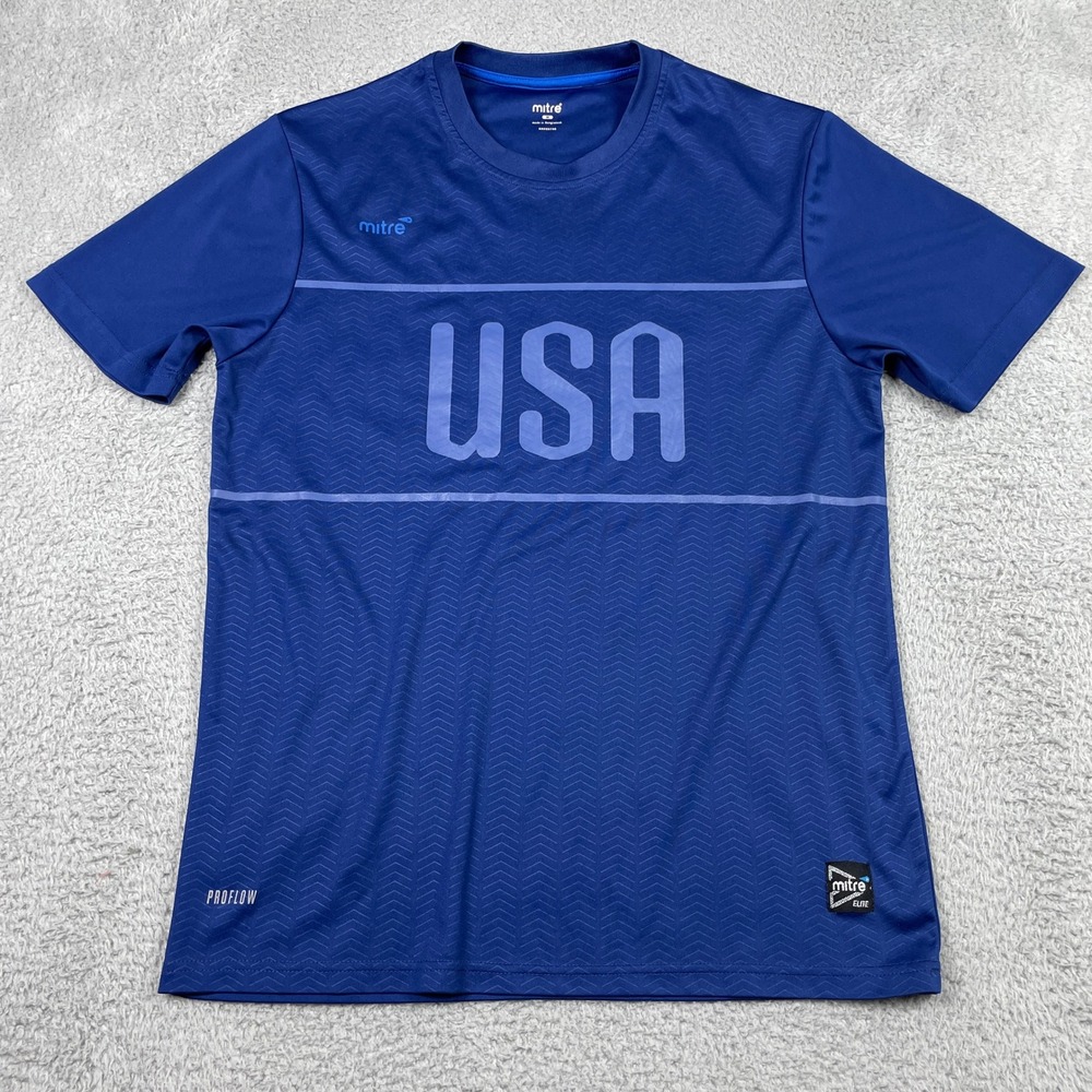 USA Soccer Jersey Mitre Proflow Elite Mens Medium Blue World Cup Futbol